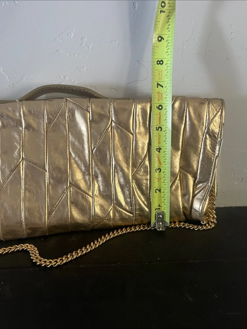 Juicy Couture Vintage 80’s Metallic Gold Quilted Chain Clutch with Handle